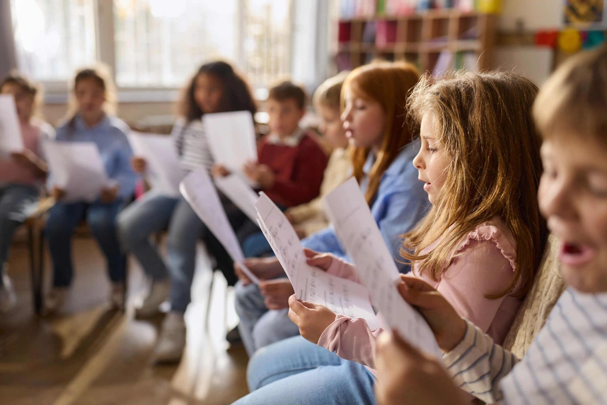 Children participating in a classroom learning activity